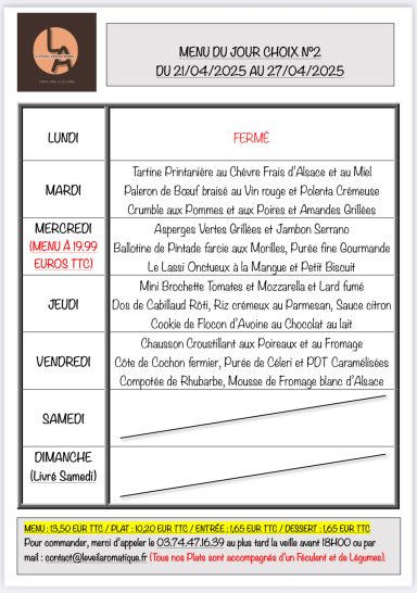 MENU CHOIX N°2